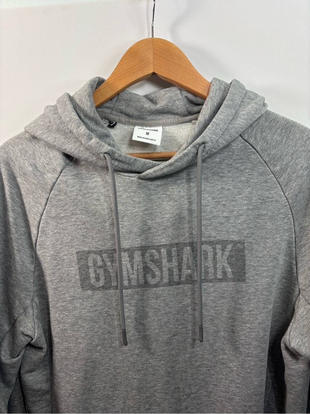Gymshark Block Hoodie logo Grey Mens Size Medium Activewear Training Sweatshirt - Picture 4 of 8